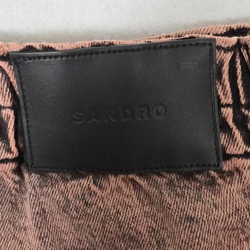 Sandro Shorts Men's 44 Denim Button Fly Distressed Bleach In Rose Bermuda New